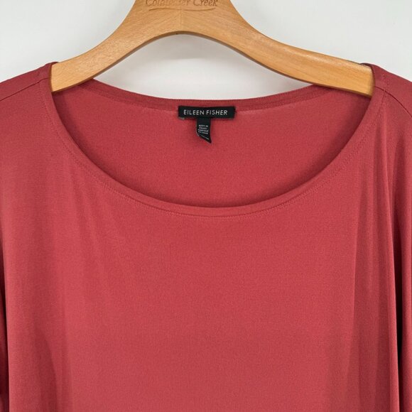 Eileen Fisher Women's Long Sleeve Tunic Top Size Medium Silk Blend red - Picture 3 of 9